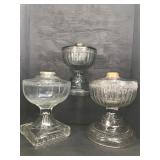 3 LARGE GREEK KEY OIL LAMPS
