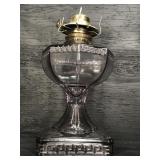 EARLY ANTIQUE SUN PURPLE GREEK KEY OIL LAMP