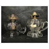 2 SMALL ANTIQUE FINGER LAMPS