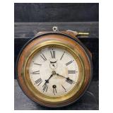 ANTIQUE WATERBURY KEY WIND WALL CLOCK RUNNING