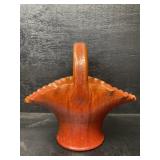 OLD NORTH CAROLINA CHROME RED POTTERY BASKET