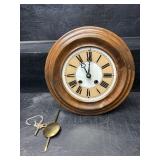 ANTIQUE TIME AND STRIKE WALL CLOCK RUNNING