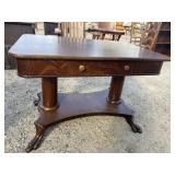TIGER OAK CLAW FOOT LIBRARY TABLE
