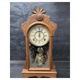 NICE CARVED ANTIQUE SHELF CLOCK