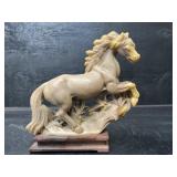 VINTAGE SOAPSTONE RUNNING HORSE ON STAND