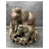 SMALL BRONZE HERD OF ELEPHANTS FIGURE
