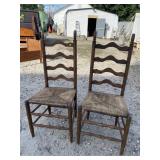 PR OF OAK LADDER BACK CHAIRS