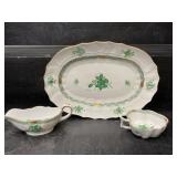 HEREND HUNGARY HAND PAINTED PLATTER GRAVY HANDLE