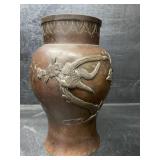 ORIENTAL METAL BIRD DESIGN VASE