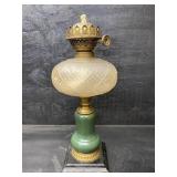 ANTIQUE SATIN GLASS OIL LAMP WITH BURNER