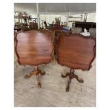 PR OF SOLID CHERRY GALLERY TOP TILT TOP TABLES
