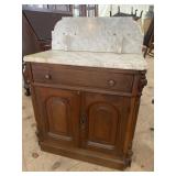 WALNUT VICTORIAN MARBLE TOP WASHSTAND