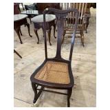MAHOGANY BEDROOM ROCKER WITH CANE BOTTOM