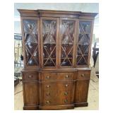 MAHOGANY 2 PC BUBBLE GLASS CHINA CLOSET