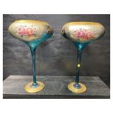 PR OF TALL DECORATED VASES