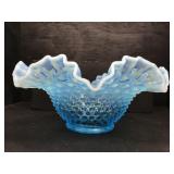 FENTON BLUE OPALESCENT HOBNAIL CENTER BOWL