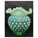 FENTON LIME GREEN OPALESCENT HOBNAIL VASE