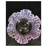 CRANBERRY FENTON OPALESCENT HOBNAIL NAPPY BOWL