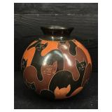 AZTEC INDIAN CAT POTTERY VASE