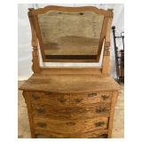 OAK DRESSER WITH BEVELED MIRROR