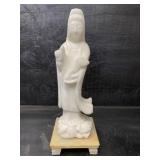 ORIENTAL LADY MARBLE STATUE ON MARBLE STAND