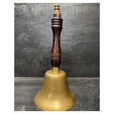 LARGE BRASS BELL WITH WOODEN HANDLE
