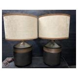 2 MID CENTURY POTTERY TABLE LAMPS WITH SHADES