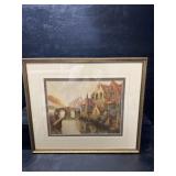 LARGE OLD CITY SCENE FRAMED PRINT