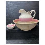 ANTIQUE WASH BOWL PITCHER AND SOAP DISH