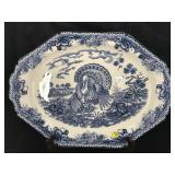 EDDIE BAUER BLUE AND WHITE TURKEY PLATTER