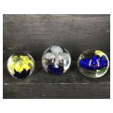 3 MURANO STYLE PAPERWEIGHTS