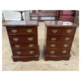 PR OF 4 DRAWER SOLID MAHOGANY NIGHTSTANDS