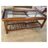 MODERN CHERRY GLASS TOP COFFEE TABLE