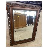 OAK CARVED BEVELED MIRROR