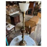 BRASS AND WOOD LAMP