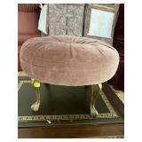 BRASS FOOTED TUFTED ROUND STOOL