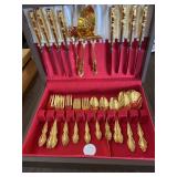 48 PIECES OF GOLD BAROQUE ROSE BY ONEIDA