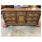 MODERN TRIPLE DRESSER WITH OAK FINISH