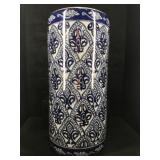 BLUE AND WHITE WITH GOLD TRIM UMBRELLA STAND
