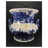 LARGE BLUE AND WHITE CHAMBER POT