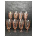 SET OF 8 PINK MAYFAIR FOOTED WATER GOBLETS