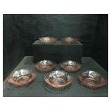 SET OF 7 PINK CABBAGE ROSE BERRY BOWLS