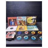 LOT OF 7 RECORD ALBUMS AND 30 45 RPM RECORDS