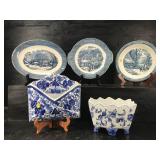 5 PC LOT OF BLUE AND WHITE