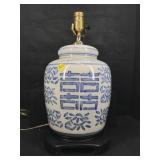 CHINESE BLUE AND WHITE GINGER JAR CONVERTED TO