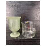 LARGE ETCHED BOWL AND DECORATOR VASE