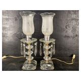 PAIR OF VINTAGE CRYSTAL LIGHTED MANTLE LUSTERS