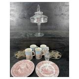 CRYSTAL COMPOTE DOULTON CUPS SPODE PLATES