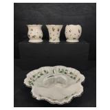 4 PC LOT OF LENOX WILLIAMSBURG BOXWOOD AND PINE