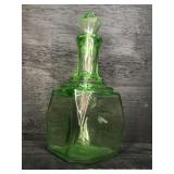 LIGHT GREEN DEPRESSION GLASS DECANTER